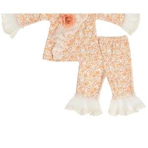 NEW HAUTE BABY baby girls cinnamon sugar 2 pc. set in orange/ivory
